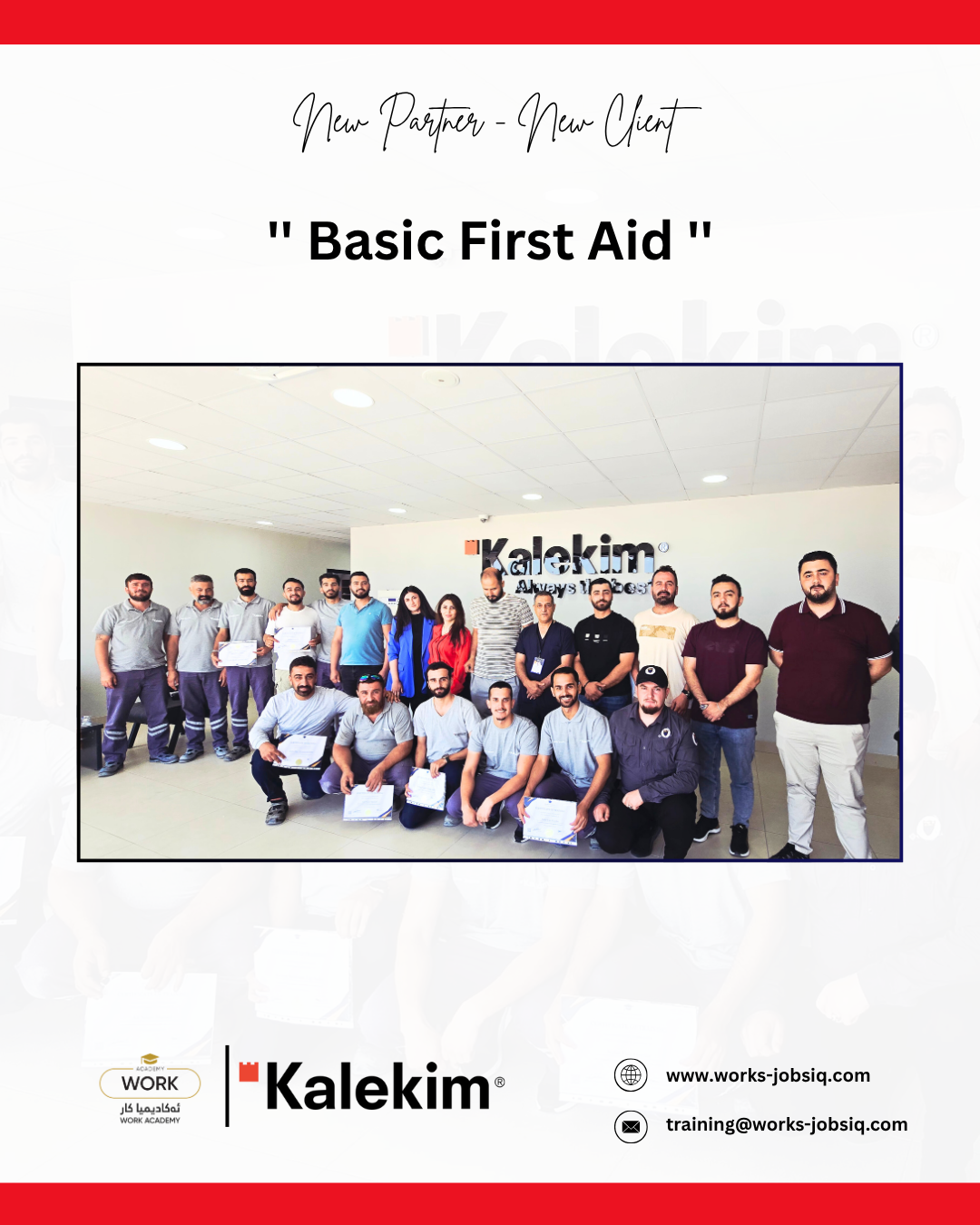 Basic First Aid Training Course for the team at Kalekim Factory